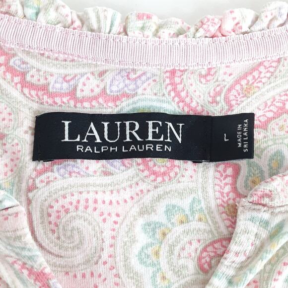 Lauren Ralph Lauren Black Label Pajama Set L Boxer Short Sleeveless Pink Paisley - Picture 7 of 14